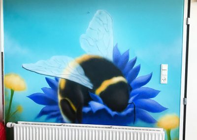 bumblebees and flowers mural