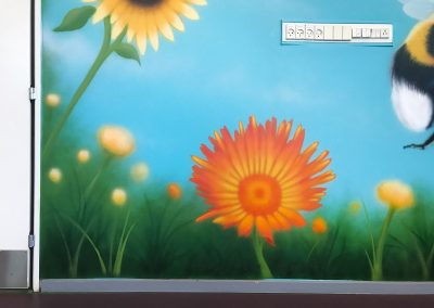 bumblebees and flowers mural