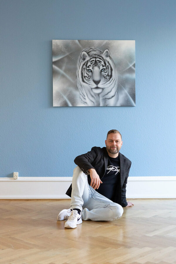 Tiger graffiti kunst på lærred